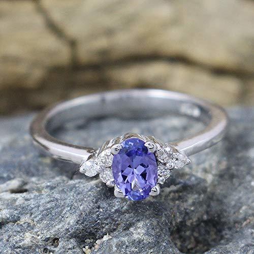 Tanzanite, CZ Gemstone 925 Sterling Silver Fancy Dainty Engagement Ring Surprise