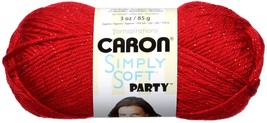 Caron Simply Soft Party Yarn-Rich Red Sparkle - $21.89
