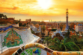 View of the city from Park Guell Barcelona, Spain ceramic tile mural bac... - $89.09+