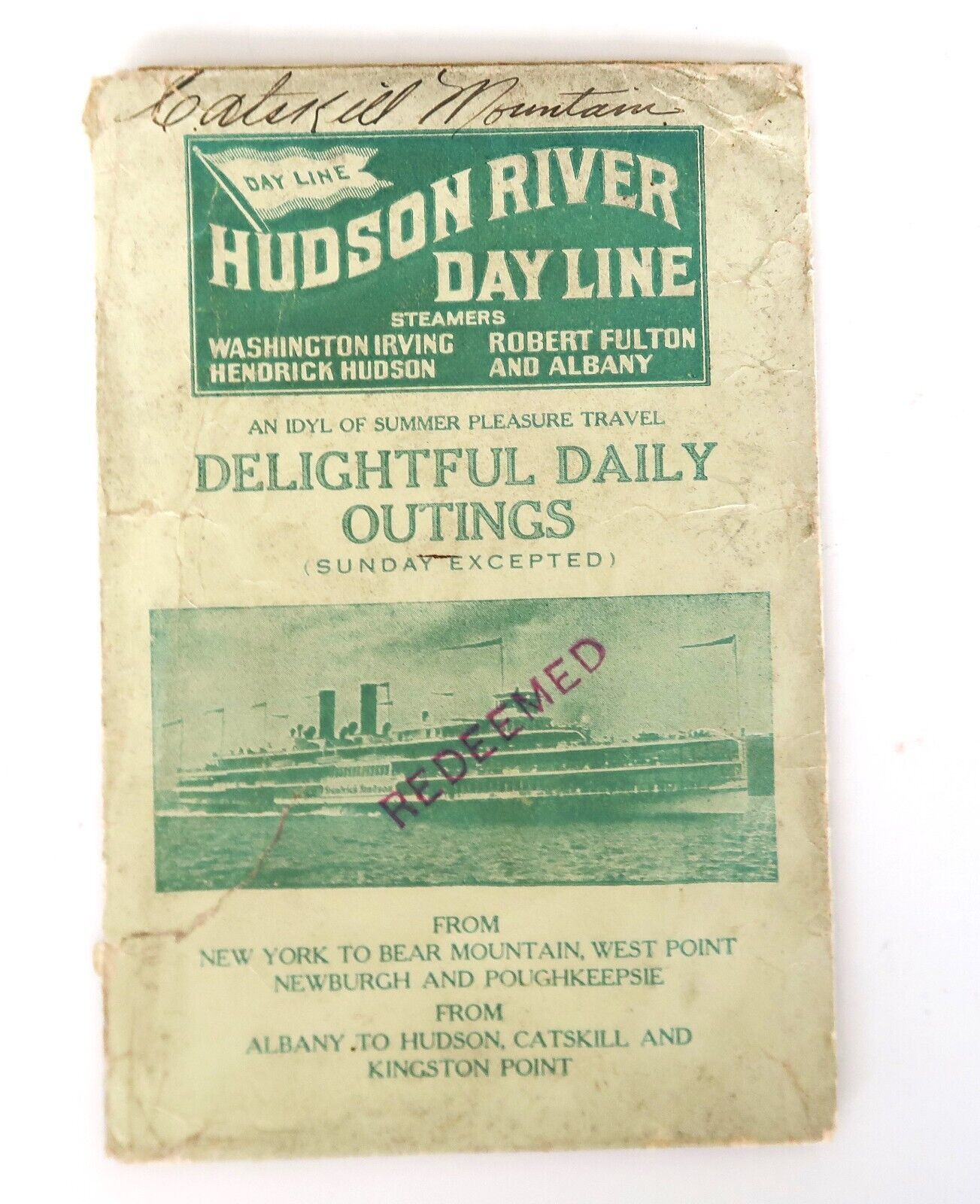 1917 Hudson River Day Line Steamboat Steamship Timetable Maps Railroad