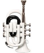 POCKET TRUMPET Bb PITCH WHITE COLOR WITH CASE &amp; MOUTHPIECE - £101.01 GBP