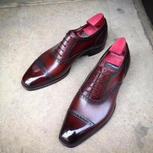 men's Handmade Leather Ox Blood Patina Dress shoes, burgundy men oxford shoes