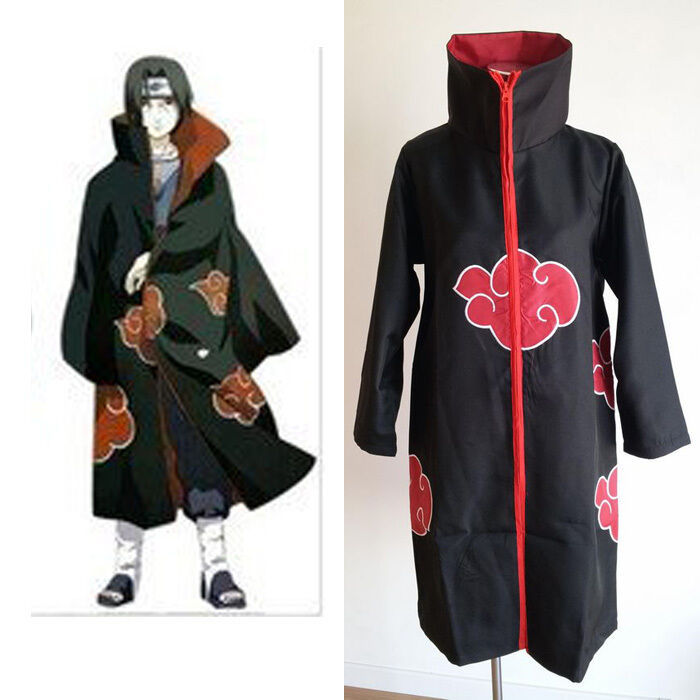 Naruto Akatsuki Itachi Uchiha Deluxe Men's Cosplay Costume Cloak