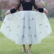 Gray Layered Tulle Skirt Outfit High Waisted Midi Tulle Skirt Party Tulle Skirt image 7