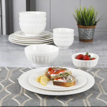 Gibson Home Regalia Embossed White Dinnerware Set, 16-Piece Set image 3
