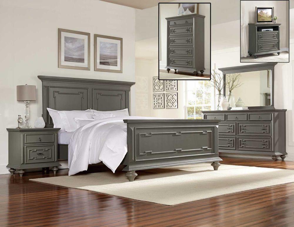 Gray Wood Cal King Panel Bedroom Set 4PCs Homelegance ...