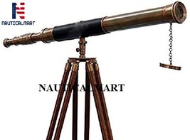 NauticalMart Brass Telescope Tripod Stand Floor Standing Vintage Marine Decor