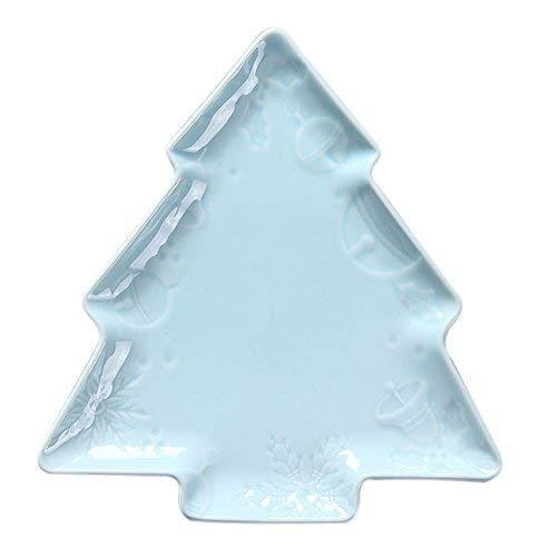 Primary image for Creative Cute Ceramic Party Meal Plate, Blue Christmas Tree Shape