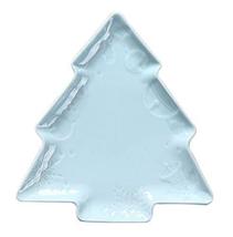 Creative Cute Ceramic Party Meal Plate, Blue Christmas Tree Shape - $27.89