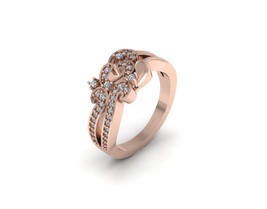 Solid 18k Rose Gold Unique Engagement Ring 0.20cttw Diamond Bridal Wedding Ring - $1,159.99