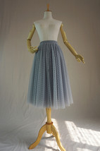 Women Black Midi Tutu Skirt Polka Dot Tulle Skirt Wedding Party Skirt Outfit image 13