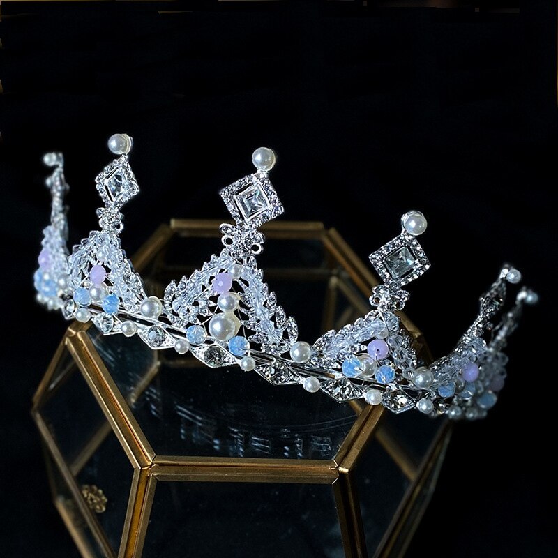 2021 European Elegant Gold Crystal Queen Big Crown Bridal Headdress Wedding Dres