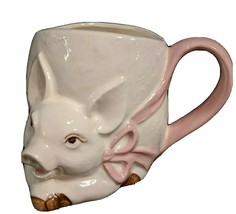 Pig Mug with Pink Bow for Handle,Takahashi, Hand Painted, San Francisco,... - $13.35