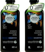 2 Ct Herbal Essences Bio Renew Hydrate Coconut Milk Shampoo Aloe Sea Kelp 400ML - $29.99