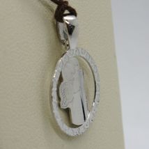 SOLID 18K WHITE GOLD PENDANT MEDAL, STYLIZED GUARDIAN ANGEL, MADE IN ITALY image 3