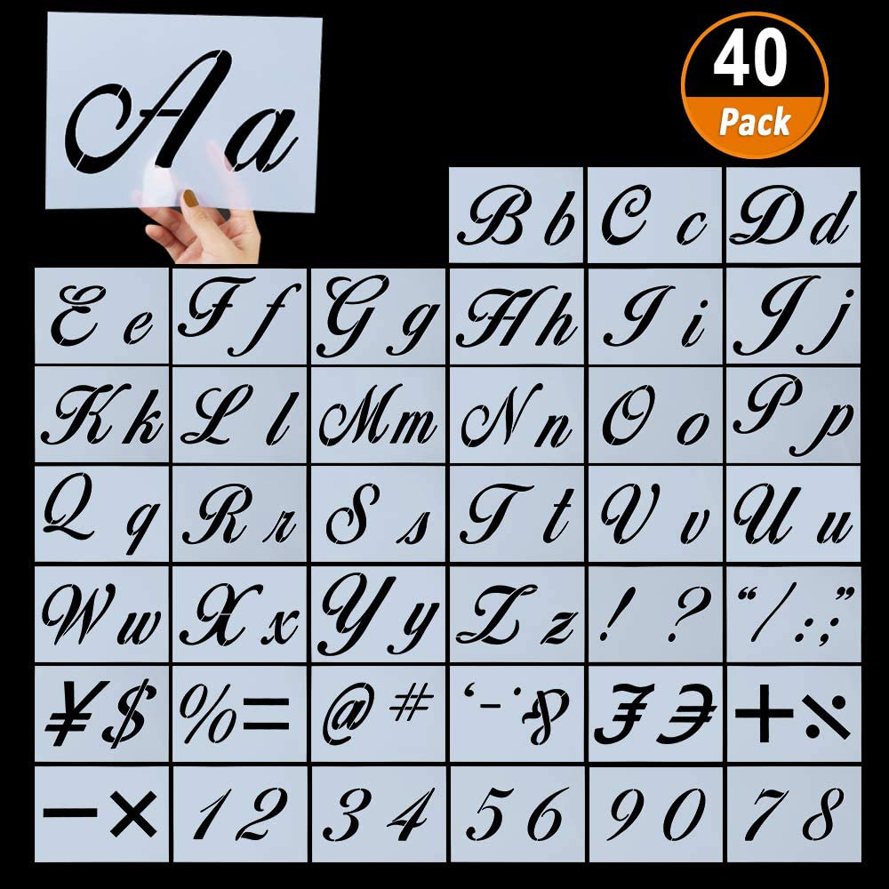 40 Pieces Letter Stencils For Painting on Wood Reusable Plastic Alphabet NEW
