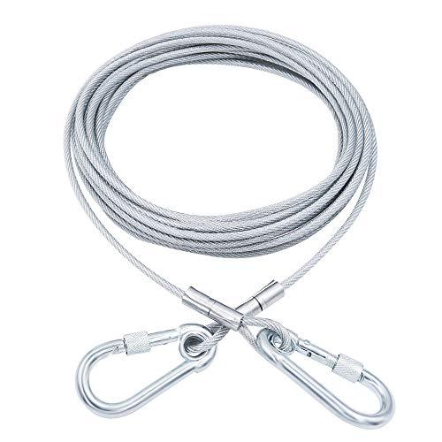 XiaZ 30 Feet Tie Out Cable for Dogs, Locking Carabiner Dog Runner Chain ...