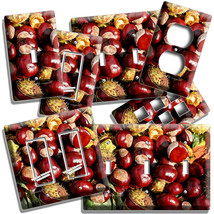 BROWN GLOSSY CHESTNUTS LIGHT SWITCH WALL PLATES OUTLET RUSTIC KITCHEN RO... - $10.22+