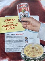 Vintage Print Ad 1945 Campbell&#39;s Soup Beef Noodle Soup Newest of the Soups! - $15.67