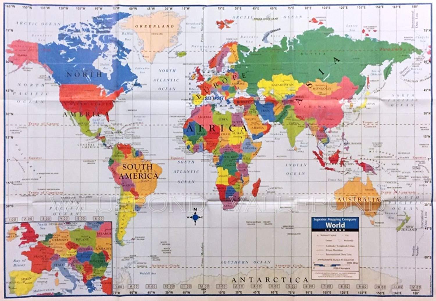 Large Wall Map Of The World Map - Gambaran