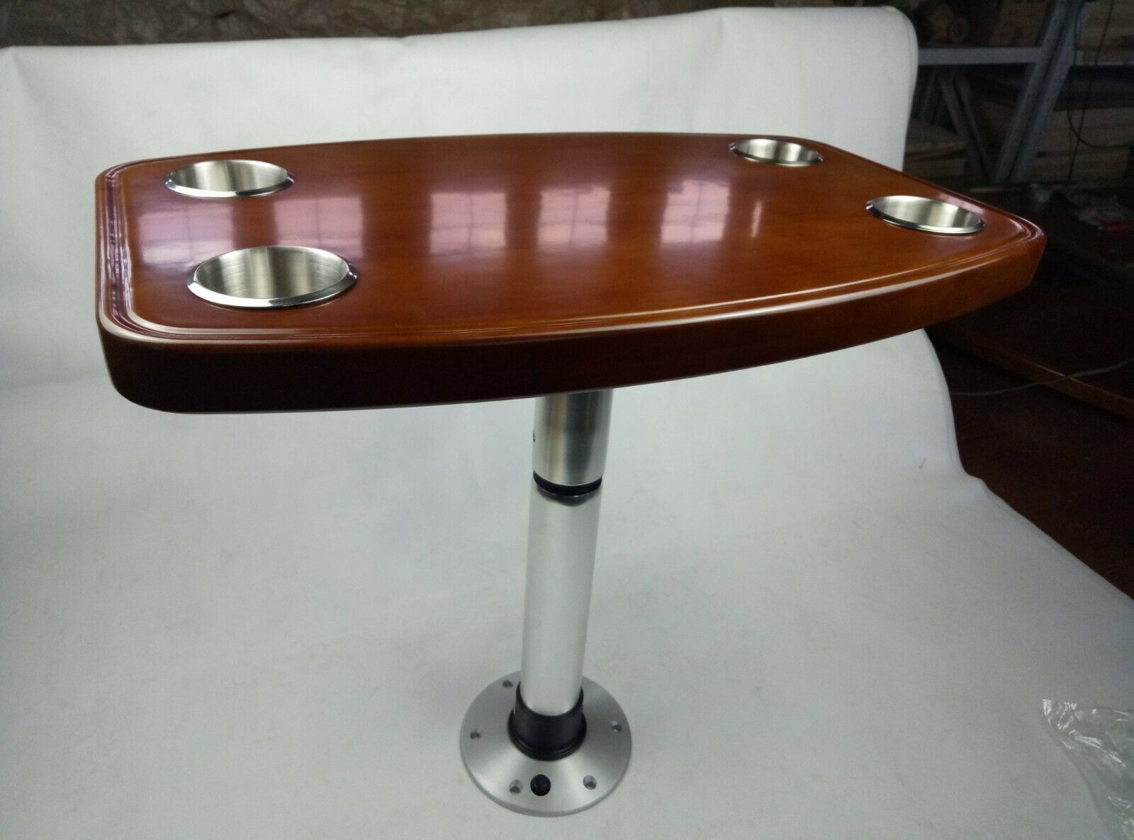 Varnished Oak Table Top 600*380mm With 4 Cup Holders Caravan RV Marine