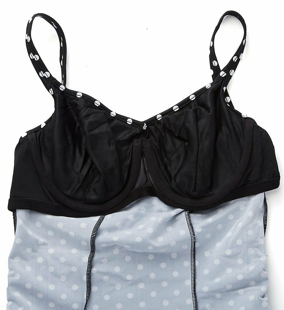 Panache BLACK/WHITE Anya Spot Underwire Tankini Swim Top, US 34H, UK 34FF - Swimwear