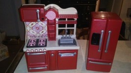 OUR GENERATION PINK &amp; RED KITCHEN/REFRIGERATOR FOR  18&quot; DOLL - $69.29
