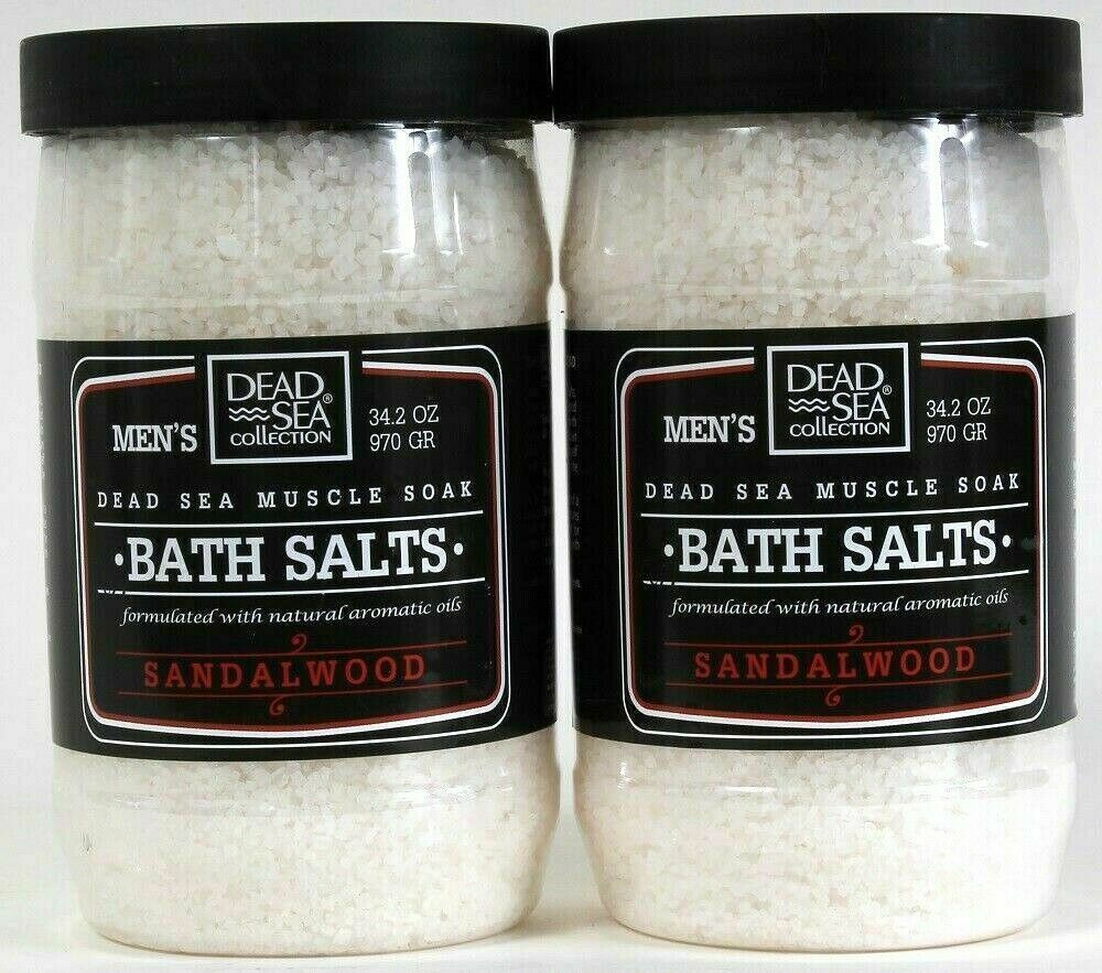 (Pack of 2) Dead Sea Collection Men's Sandalwood Muscle Soak Bath Salts 37 Oz