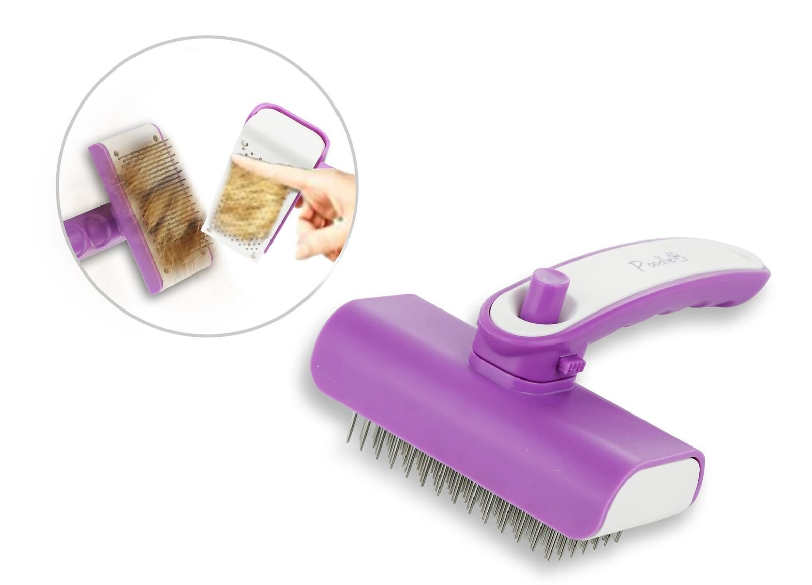 Poodle Pet Self Cleaning Slicker Dog Brush and Cat BrushEasy to Clean