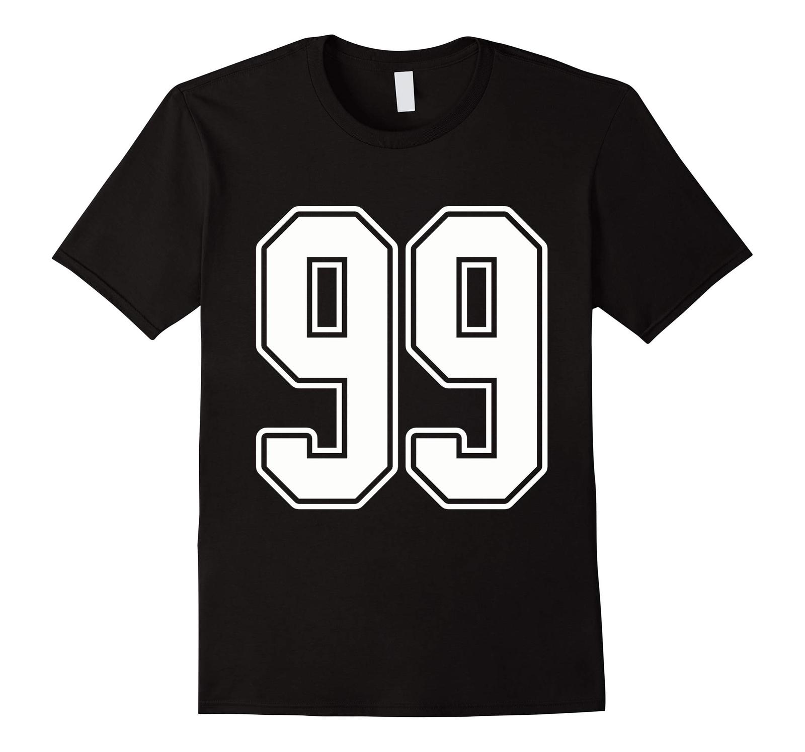 New Tee - #99 White Outline Number 99 Sports Fan Jersey Style T-Tee Men ...
