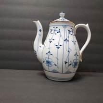 Antique German Coffee Pot, Blue White Gold Porcelain, marked Huttensteinach 1938 image 8