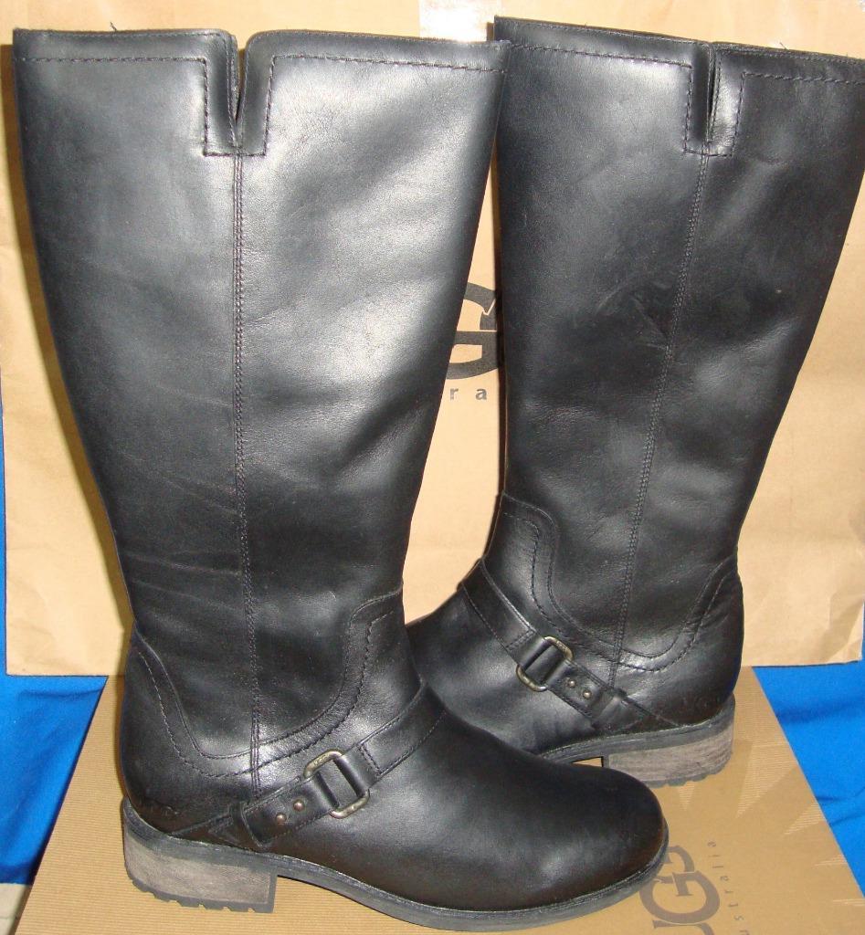black leather uggs tall