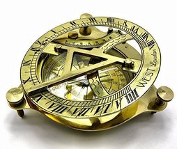 NauticalMart Brass Metal Compass Sundial 4" Solid Brass