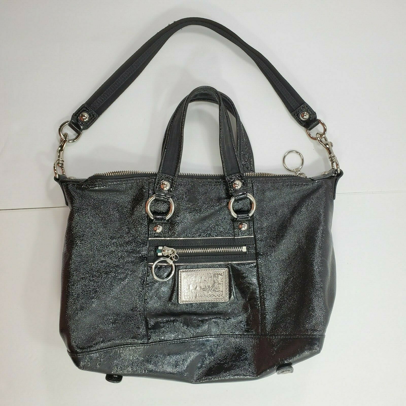 COACH Poppy Women’s Black Patent Satchel Purse Handbag G1069-15884 ...