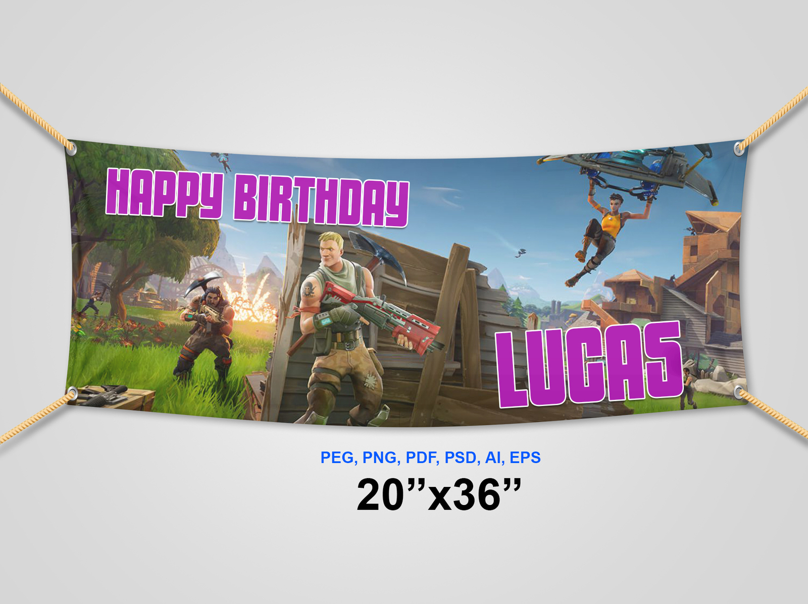 Fortnite Happy Birthday Banner Printable