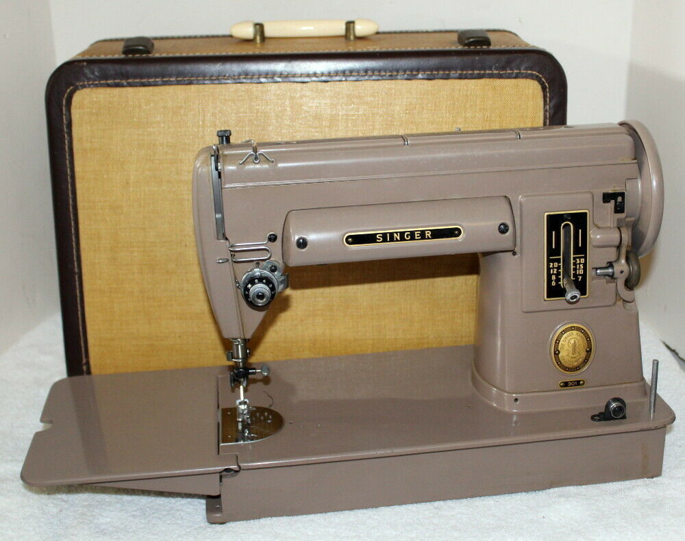 Singer 301 Portable Sewing Machine In Case + Pedal ~ Runs Well ...