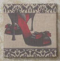 Stiletto Shoe Stretched Linen Print Wooden Frame 15.7" x 15.7" Woman 5 Choices image 3
