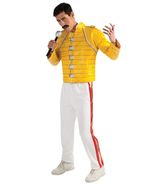 Freddie Mercury Wembley Concert Yellow Biker Jacket Faux Leather Coat Co... - $114.99