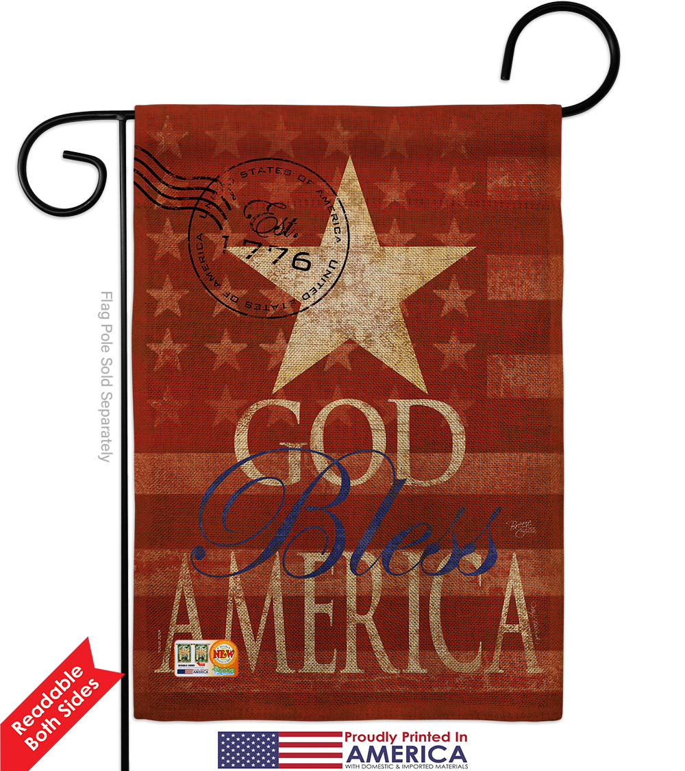 God Bless America Burlap - Impressions Decorative Metal Garden Pole ...