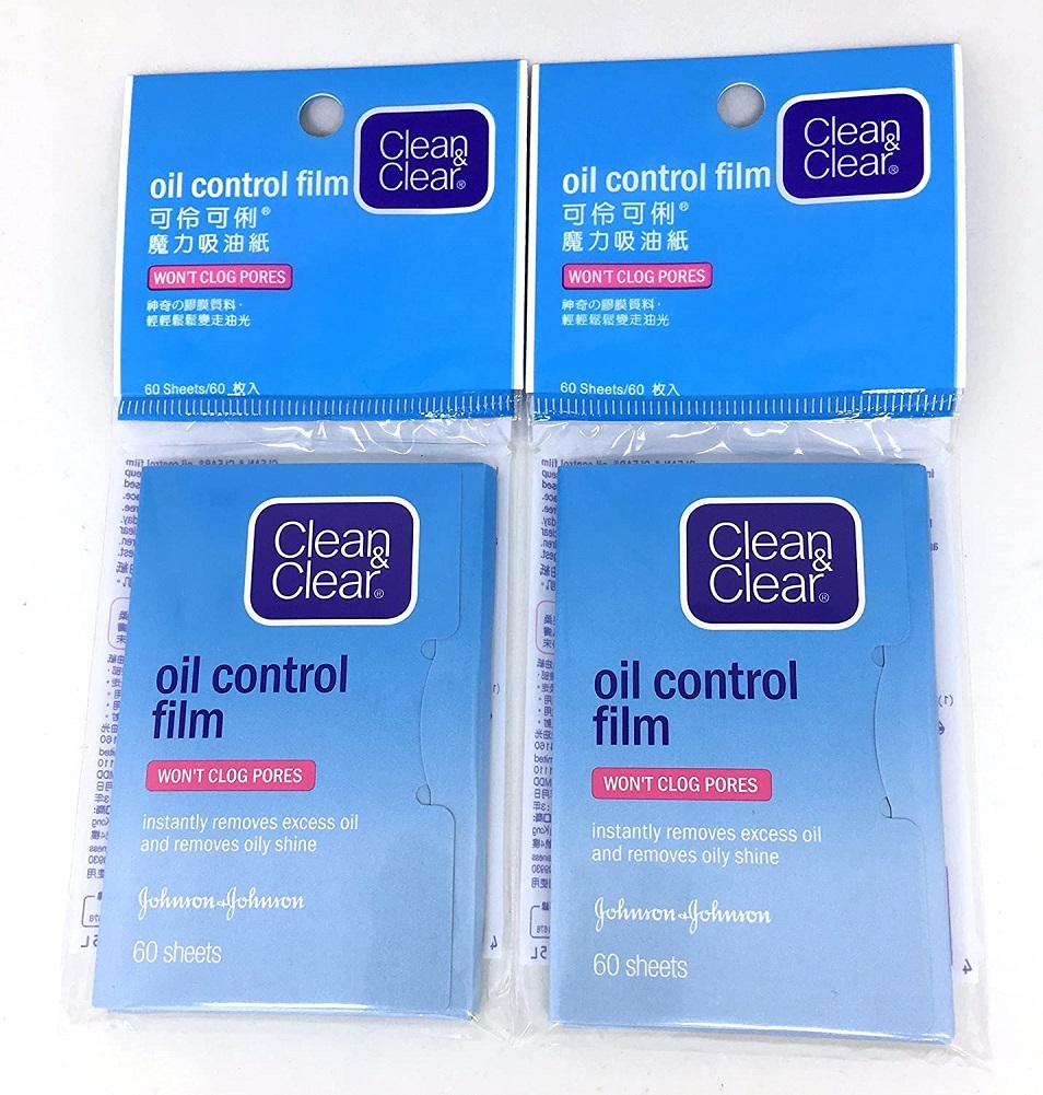 Clean & Clear Oil Control Film Blotting Paper, Oil-absorbing 60 Sheets (2Packs)