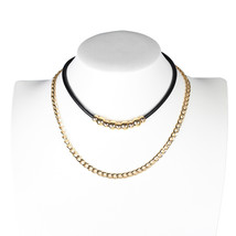 Layered Jet Black and Gold Tone Choker & Necklace Combination - $29.99