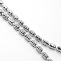 18K WHITE GOLD CHAIN, NECKLACE 60 CM, 24 INCHES, DIAMOND CUT 3 MM TUBE LINK image 2