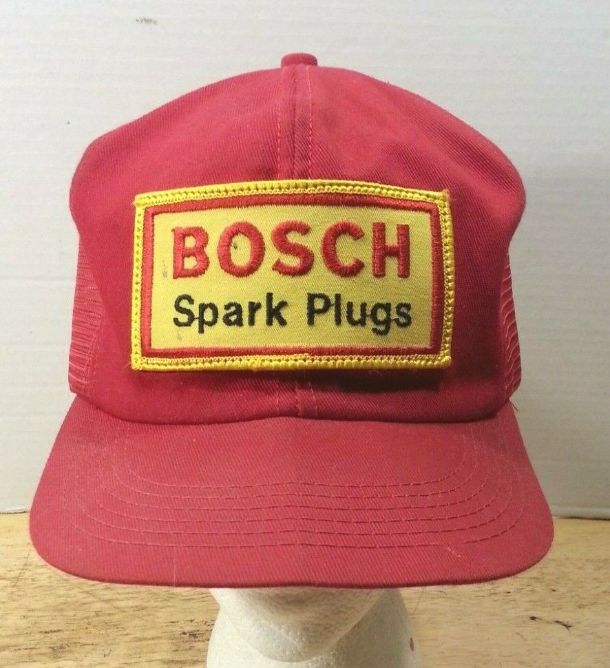 Bosch Spark Plugs Cap Hat Red w/ Logo Snap back Mesh back