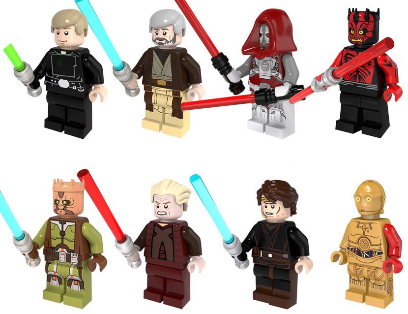 Star Wars Movies Luke Obi-Wan Darth Maul Palpatine DIY 8 Minifigures Toy