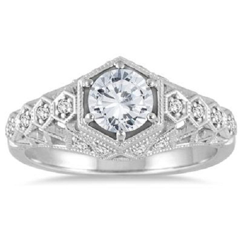 1 1/6 Carat Antique Styled Diamond Engagement Ring In ...