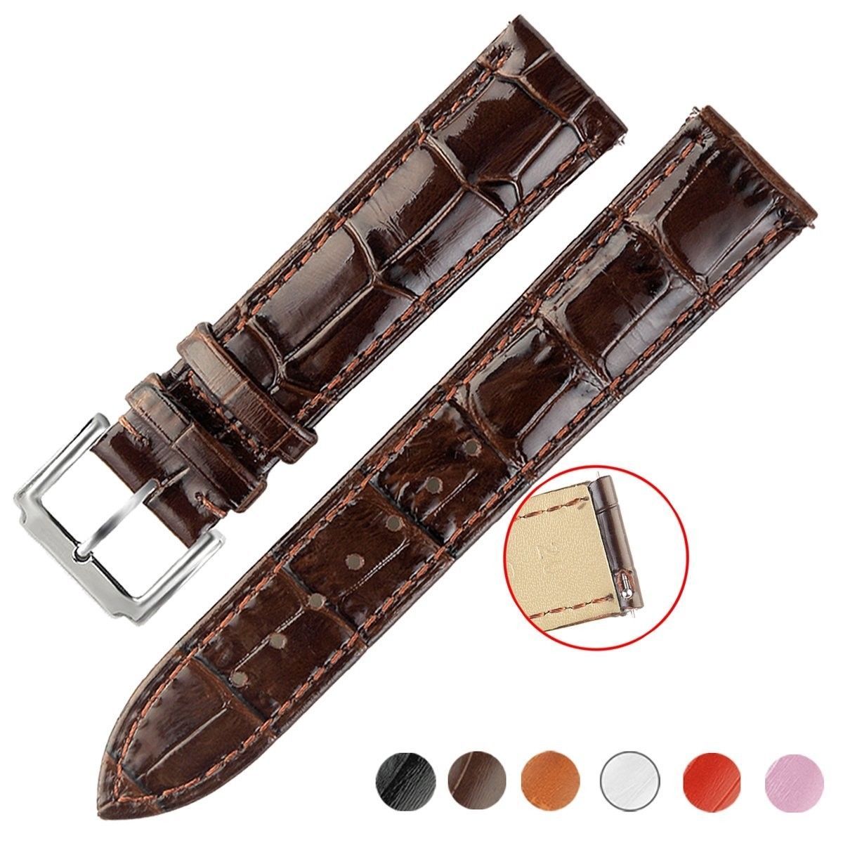 OWNITOW Quick Release Leather Watch Bands, Genuine Leather Watch Straps 18mm, De