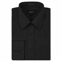 Omega Italy Men's Regular Fit Long Sleeve Black Dress Shirt w/ Defect - L