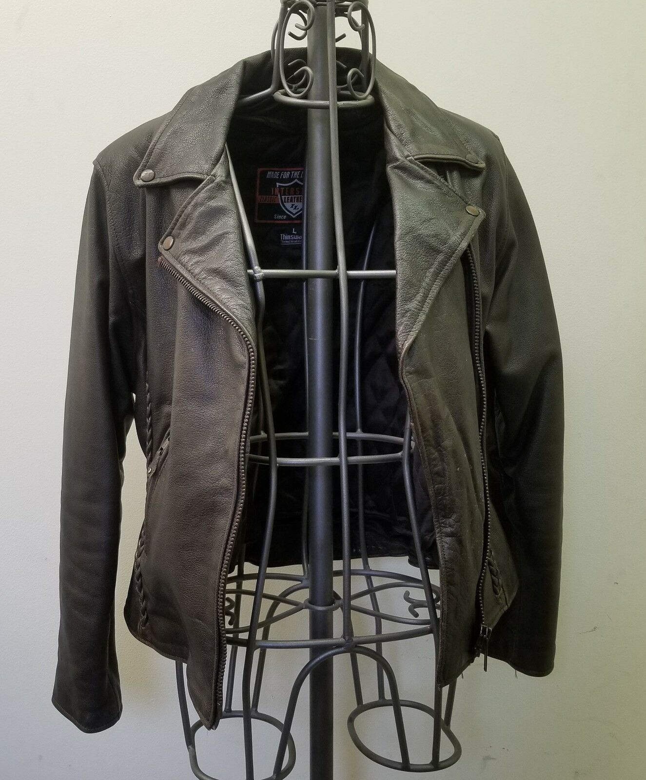 Vintage Womens Brown INTERSTATE LEATHER Motorcycle Jacket Size L Biker ...