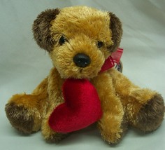 Mary Meyer Cute Little Brown Puppy Dog W/ Red Heart 4" Plush Stuffed Animal Toy - $14.85
