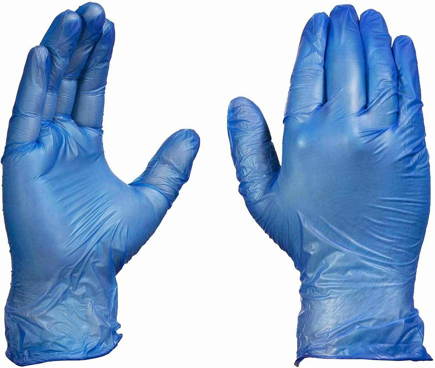 Industrial Blue Vinyl Gloves [Latex+Powder Free] Disposable Box of 100